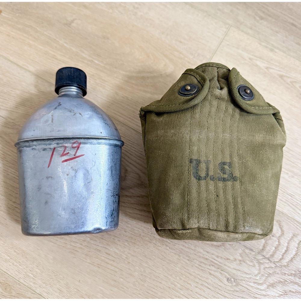 WWII US Army 1945 Vollrath Canteen w/ Airtress Midland 1945 Cover
